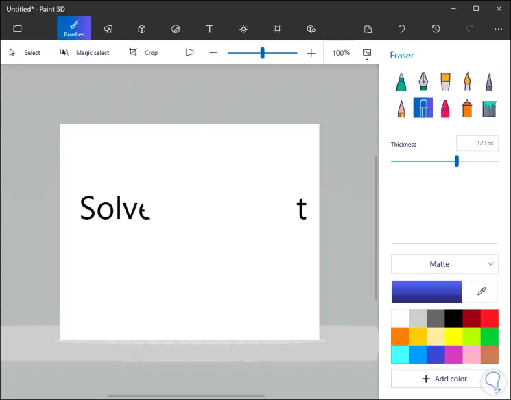 How to enlarge the eraser Paint Windows 10
