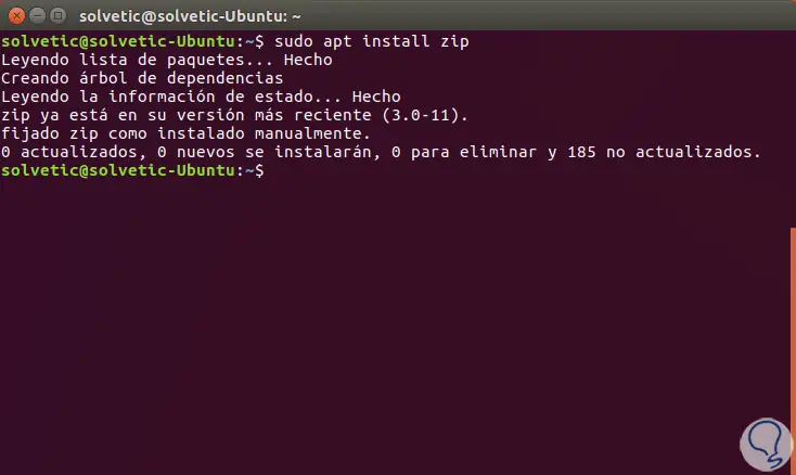 Comando zip linux