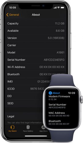 apple watch own phone number