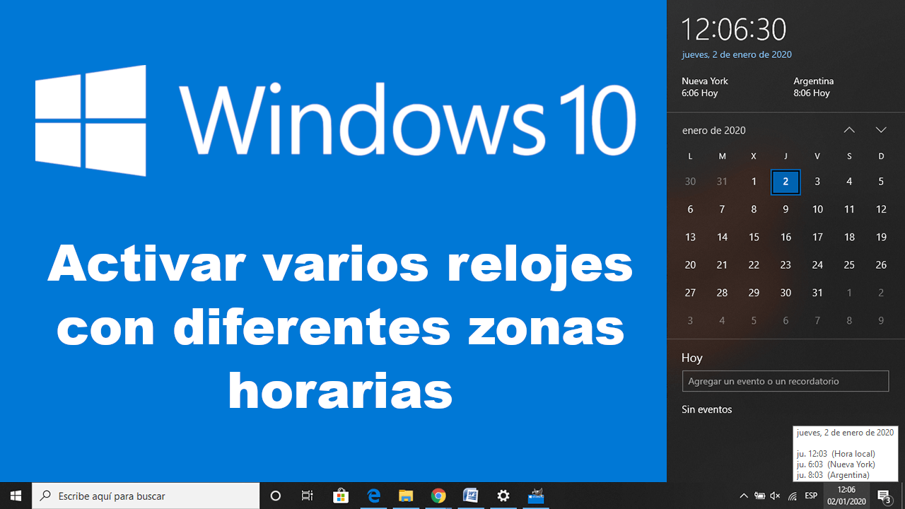How to show multiple clocks in Windows 10 (time zones)