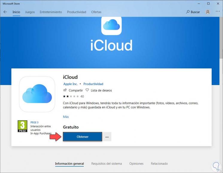 Download and install iCloud Windows 10