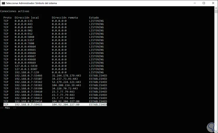 How to know which program is using TCP port 80, 8080 or others