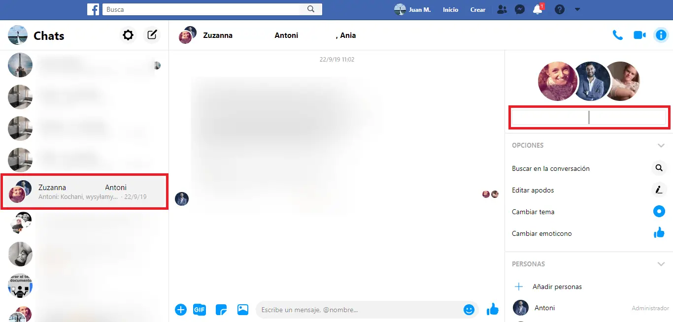 How to change the name of a group chat in Messenger