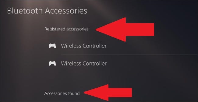 bluetooth accessories menu ps5