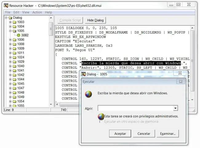 Change a dialog box with Resource Hacker