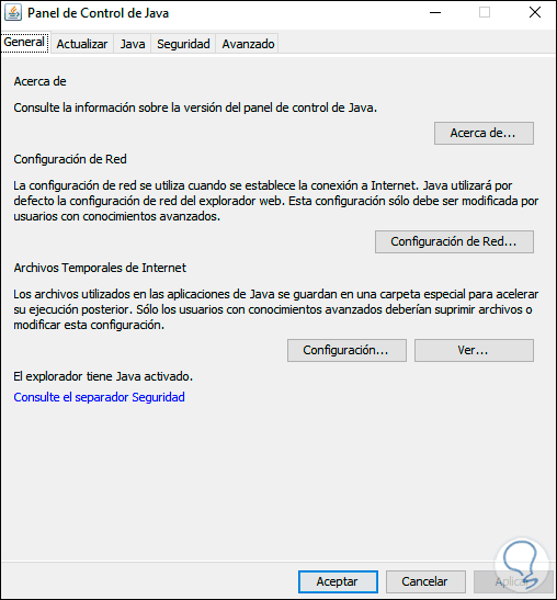  JAVA  Control Panel in Windows  10  Open