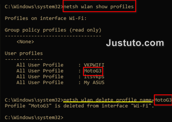 netsh wlan show profiles