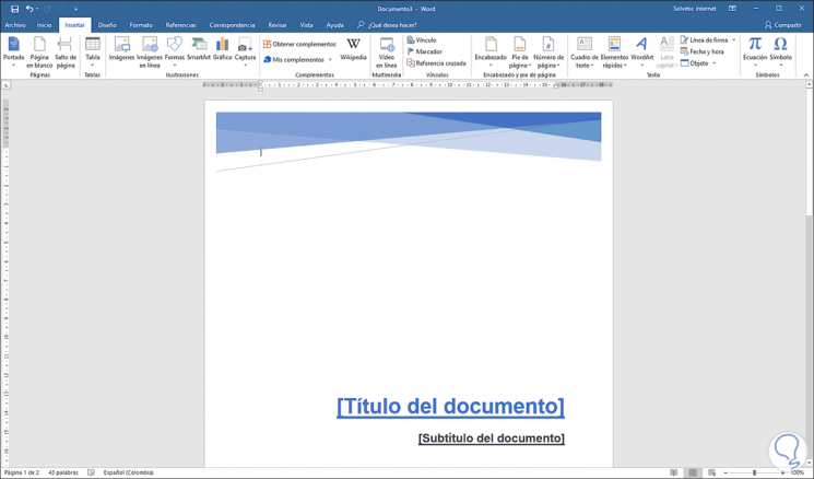 How to make cover in Word 2019, 2016 - TechnoWikis.com