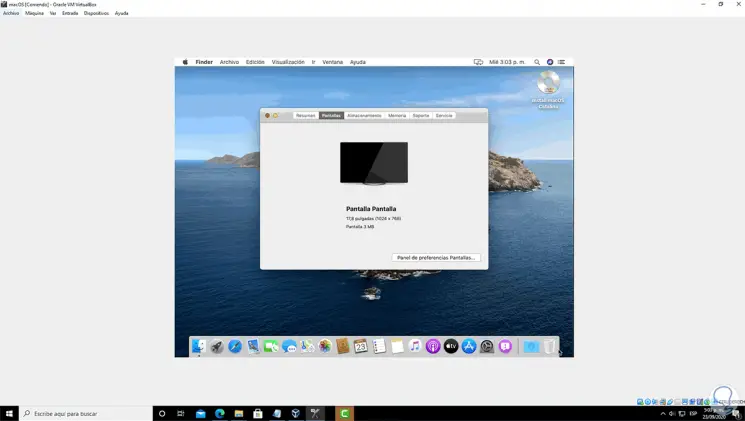 virtualbox linux image on maco full screen