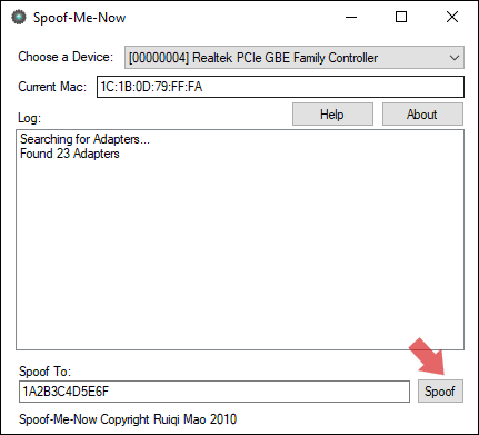 mac address spoofing windows 10
