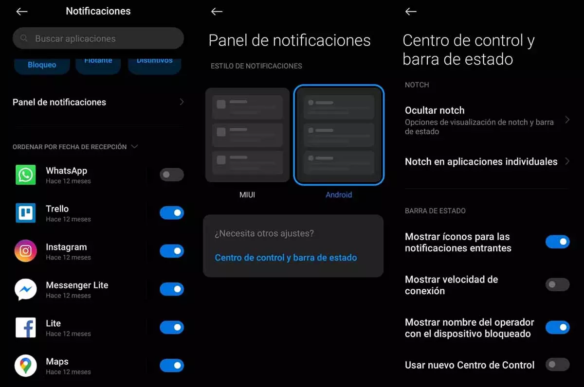 notification panel