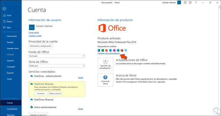 change office 2016 product key without reinstalling