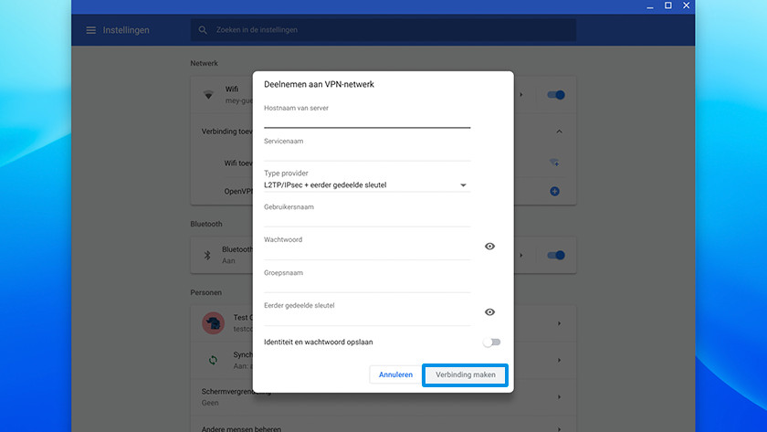 Connect to the VPN on Chrome OS.