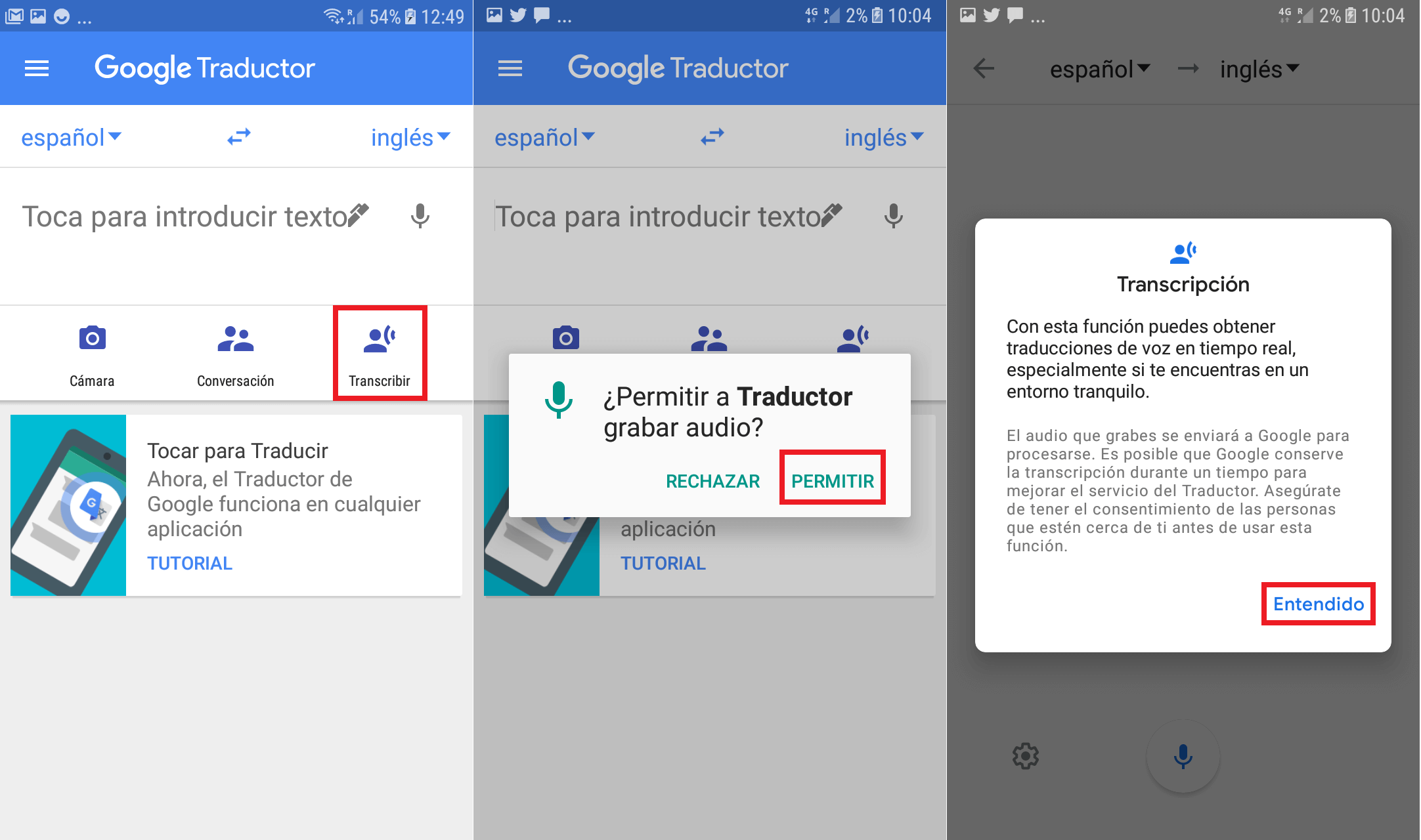 google translate voice spanish to english