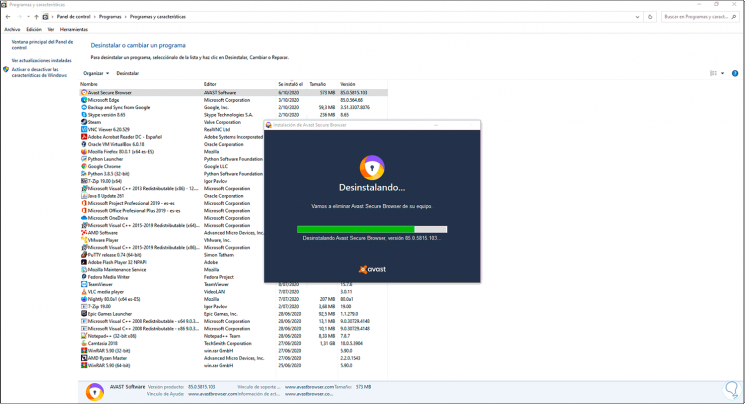avast secure browser uninstall