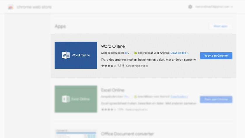 Word Online im Chrome Web Store.