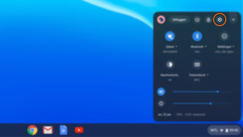 Chromebook settings icon.