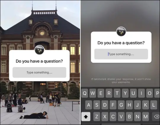 Instagram question window