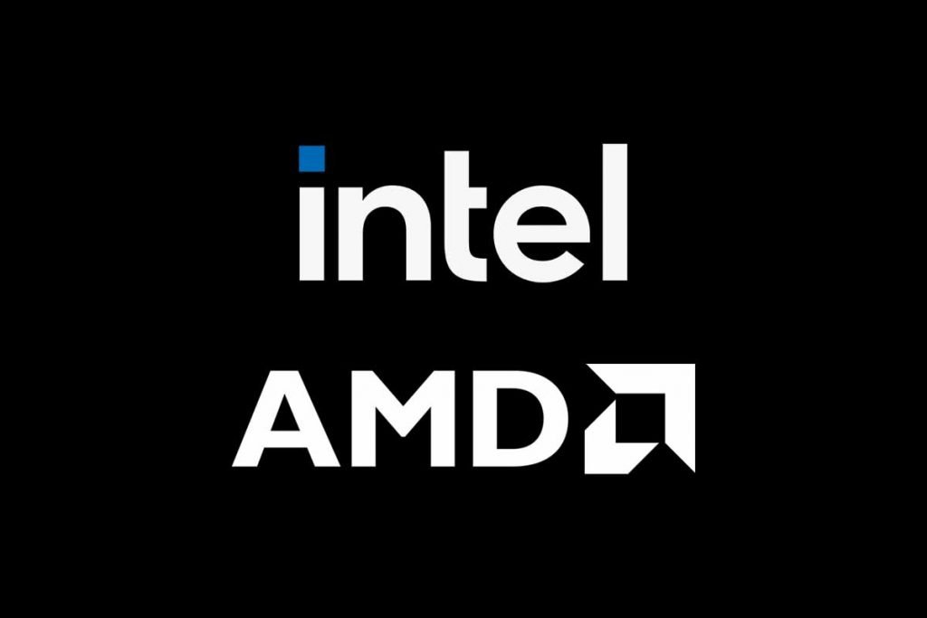 Intel and AMD logos 2022