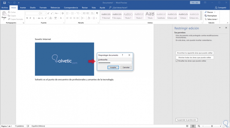 restrict editing in word 2019