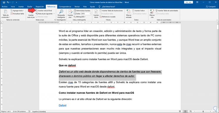how to insert a footnote in microsoft word