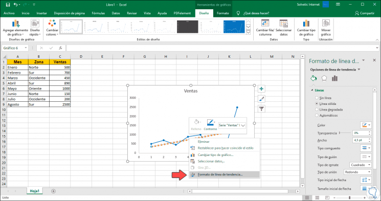 how to add trend lines in excel 2016