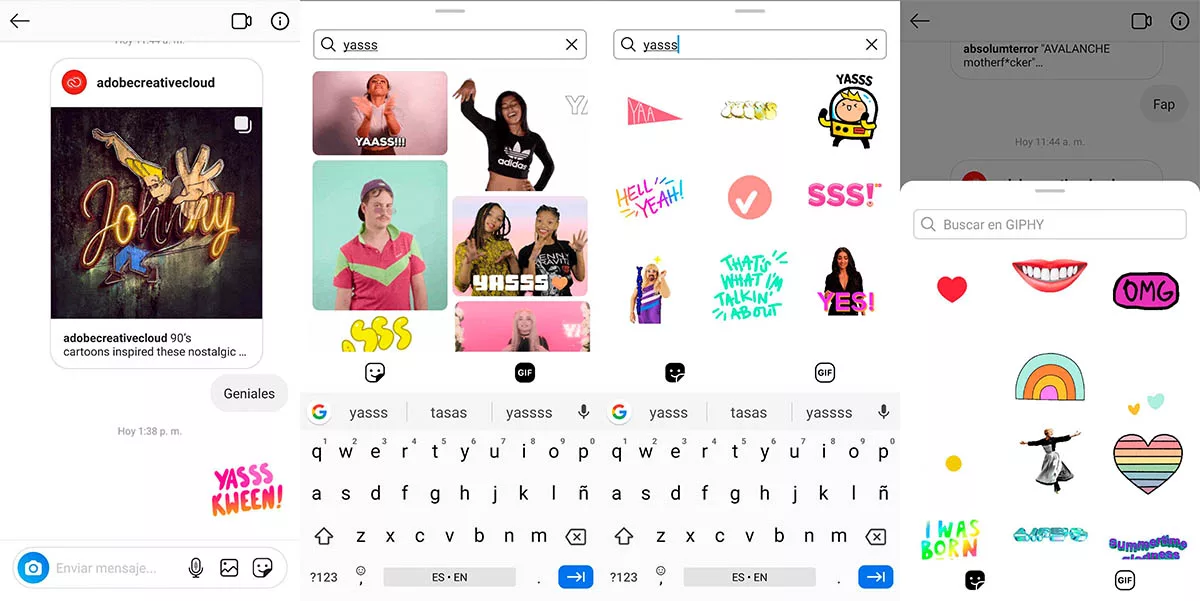 Send stickers in the Instagram chat