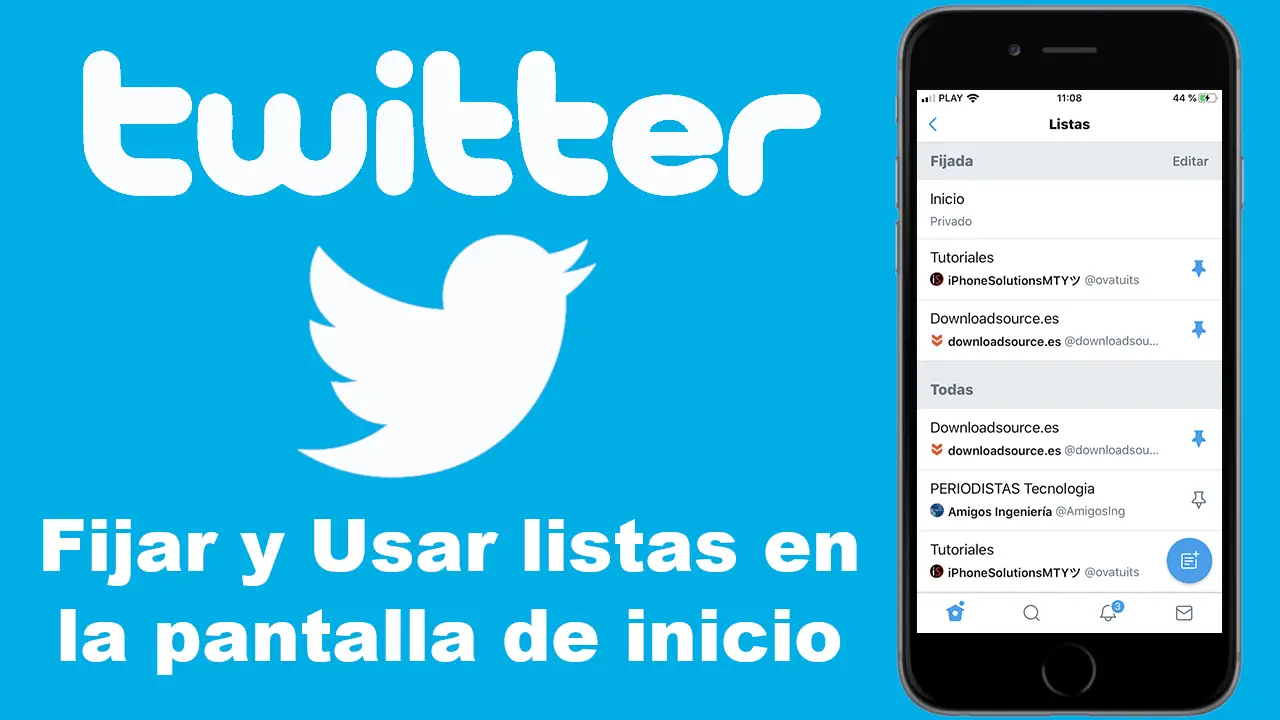 How to configure Twitter lists as the home screen.