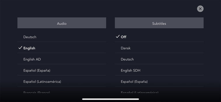 Audio and subtitled in Disney Plus